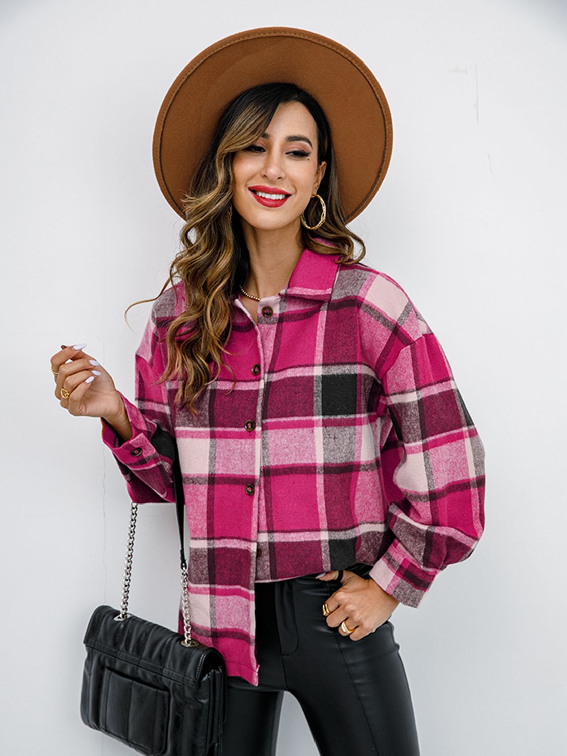 Plaid Button-Down Jacket Sweater