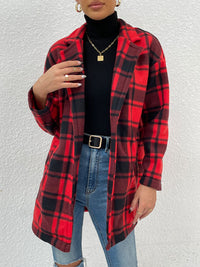 Plaid Lapel Collar Coat with Pockets Jacket