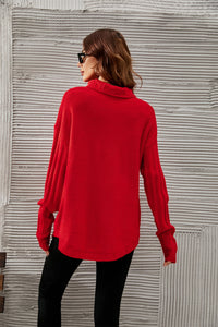 Mock Neck Dropped Shoulder Sweater