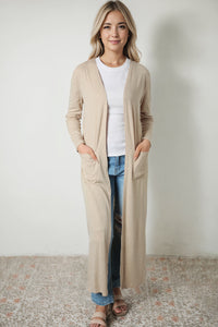 Long Sleeve Slit Cardigan with Pocket