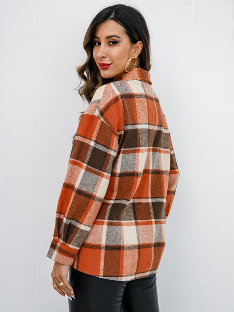 Plaid Button-Down Jacket Sweater