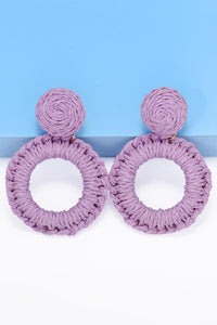 Round Shape Raffia Grass Dangle Earrings