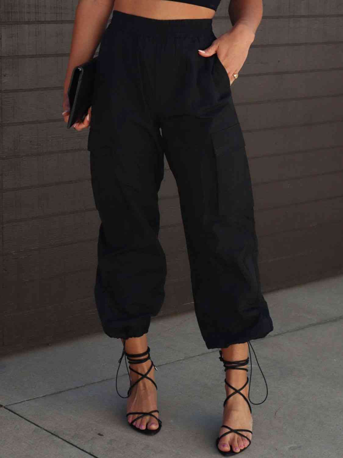 High Waist Cargo Pants with Pockets