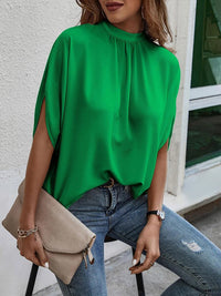 Round Neck Slit Sleeve Blouse