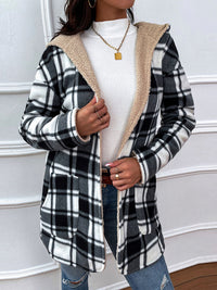 Plaid Hooded Longline Coat Jacket