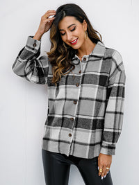 Plaid Button-Down Jacket Sweater