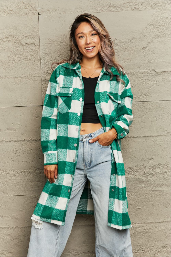 Plaid Longline Shirt Sweater