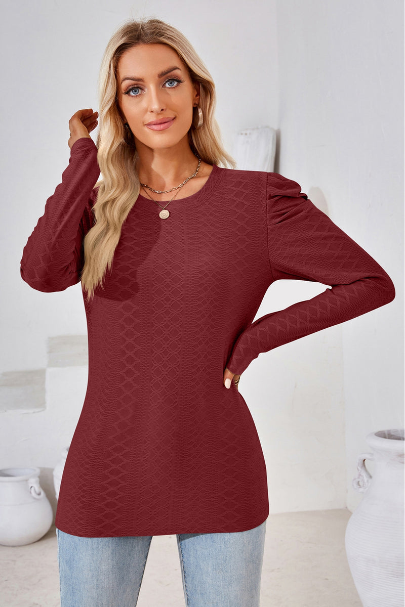 Round Neck Long Sleeve Blouse