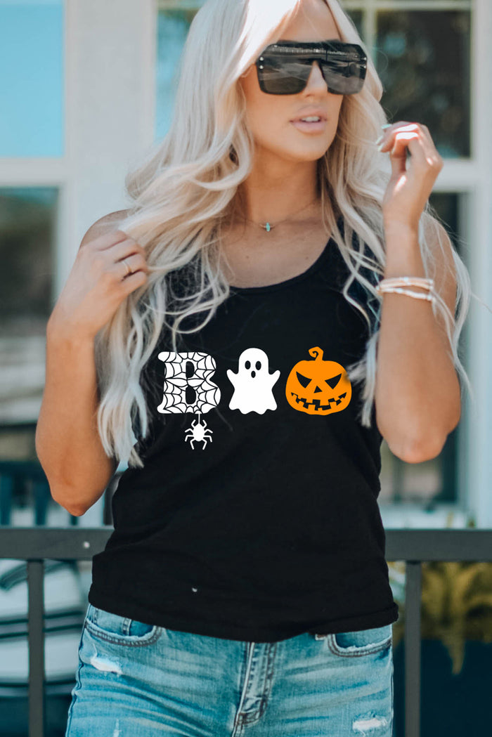 Round Neck BOO Graphic Tank Top