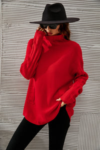 Mock Neck Dropped Shoulder Sweater