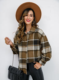 Plaid Button-Down Jacket Sweater