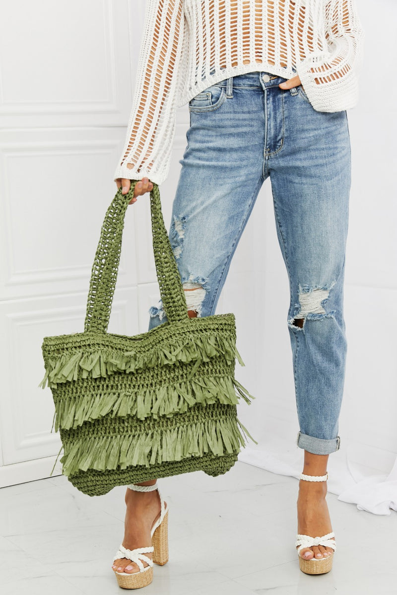 Fame The Last Straw Fringe Straw Tote Bag