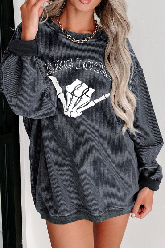 Skeleton Hand Graphic Sweatshirt