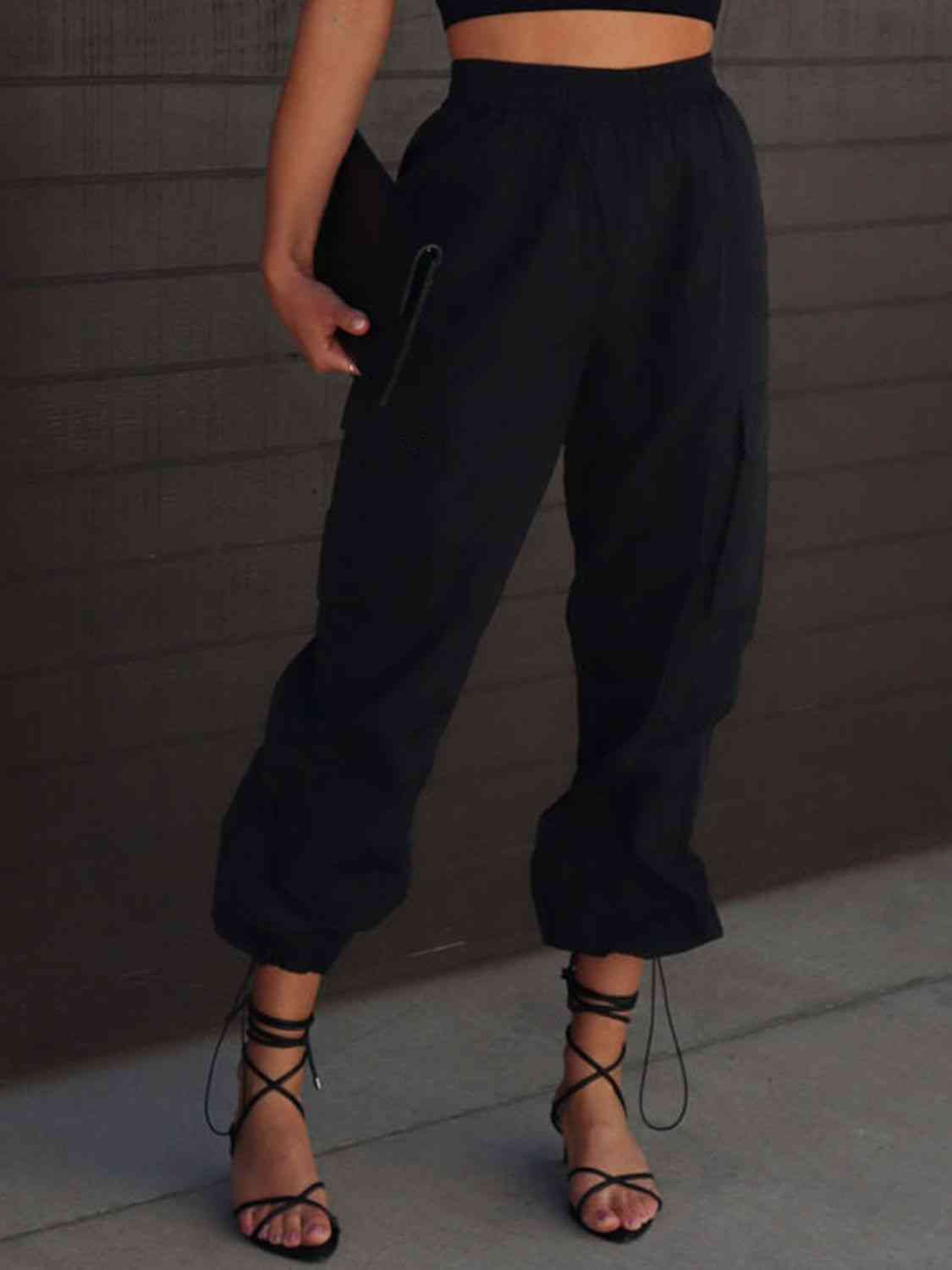 High Waist Cargo Pants with Pockets