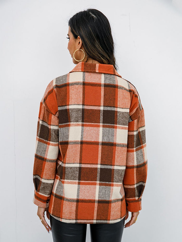 Plaid Button-Down Jacket Sweater