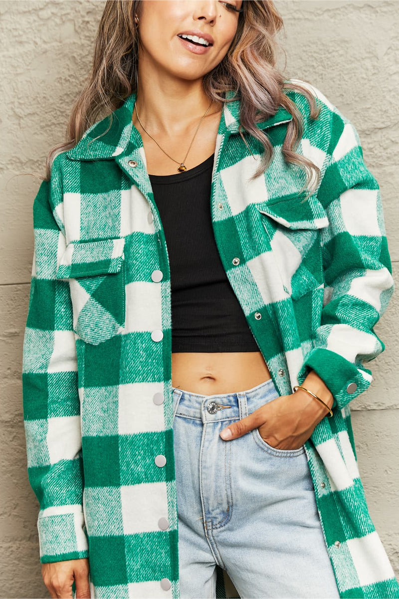 Plaid Longline Shirt Sweater