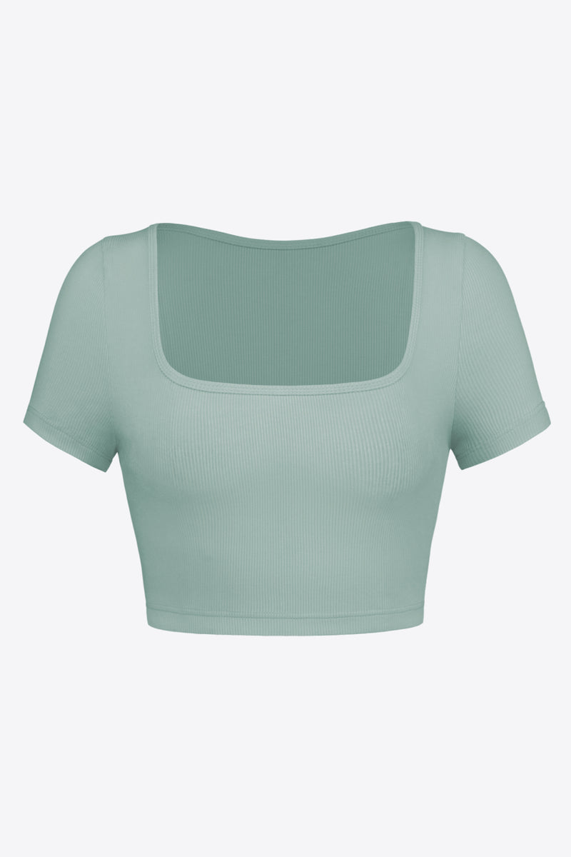 Square Neck Ribbed Crop Top