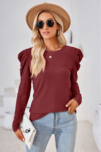 Round Neck Long Sleeve Blouse