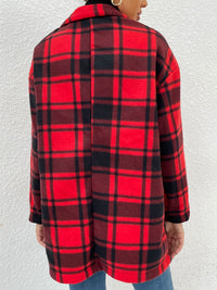 Plaid Lapel Collar Coat with Pockets Jacket