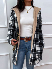 Plaid Hooded Longline Coat Jacket