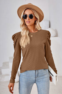 Round Neck Long Sleeve Blouse