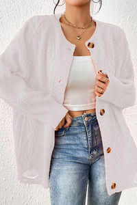 Round Neck Long Sleeve Cardigan Sweater