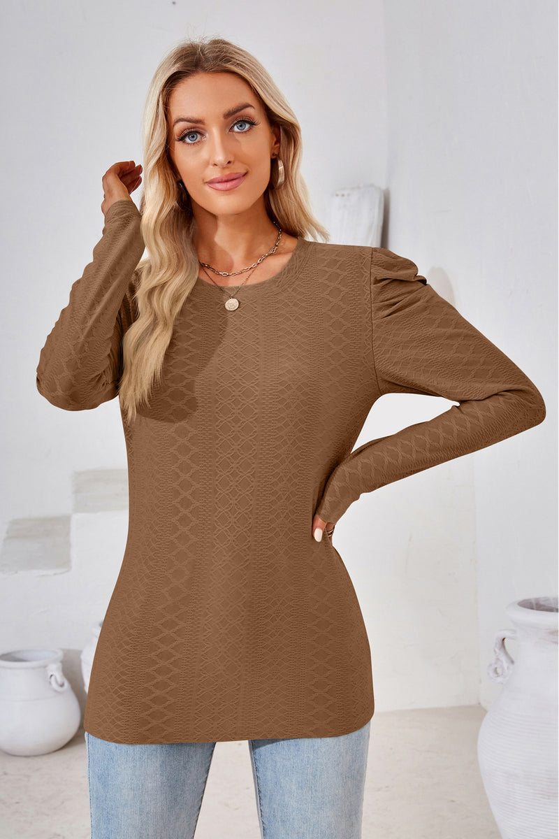 Round Neck Long Sleeve Blouse