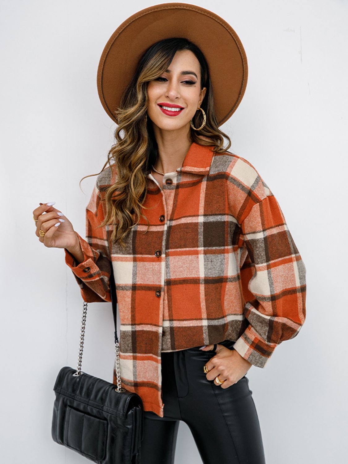 Plaid Button-Down Jacket Sweater